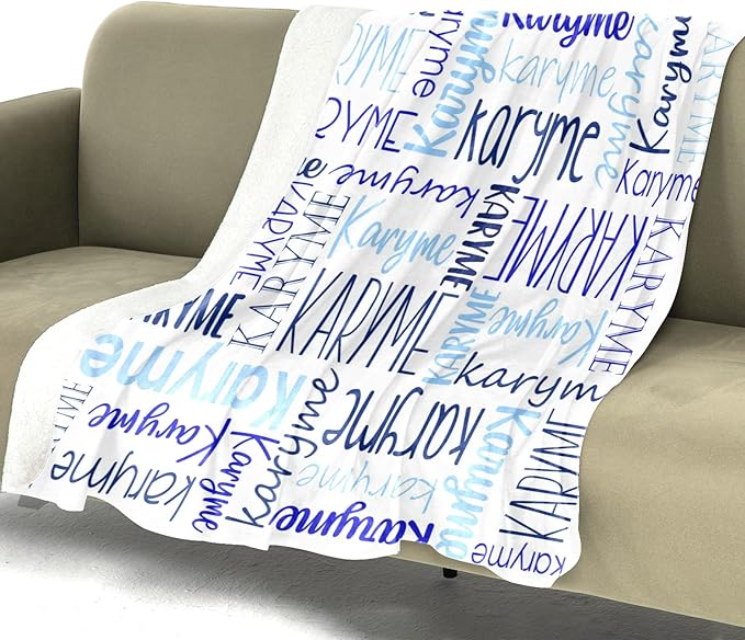 Personalized Blankets with Names Baby Gifts for Girls Boys Custom Soft Fleece and Sherpa Name Blanket for Kids and Adults Birthday for Daughter Son Granddaughter Grandson (White)