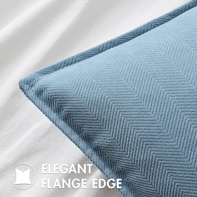 MIULEE Pack of 2 Light Blue Decorative Pillow Covers 20x20 Inch Soft Chenille Luxurious Couch Throw Pillows Farmhouse Cushion Covers with Elegant Design for Sofa Bedroom Living Room Home Decor