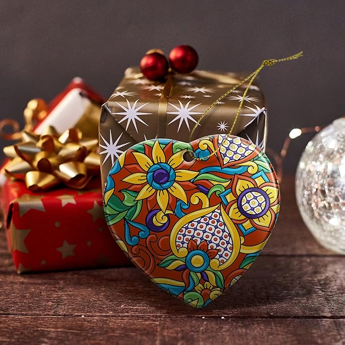 Christmas Ornaments 2025,Mexican Talavera Ornaments for Christmas Tree Holidays Ornaments Decorations,adornos de Navidad Ceramic Ornaments Xmas Gifts Idea for Home Decor