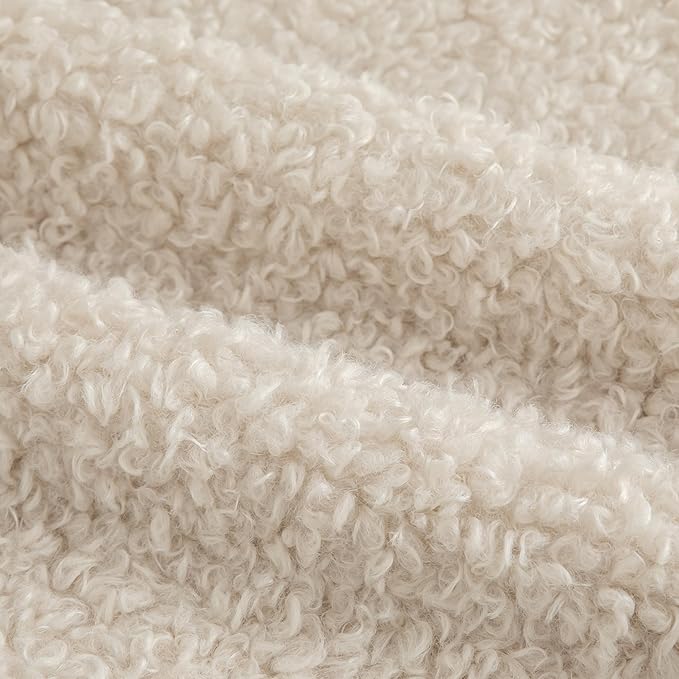 Pack of 2 Curly Teddy Wool Faux Fur Throw Pillow Covers Fuzzy Accent Soft Sherpa Pillowcases Sheepskin Fleece Decorative Cushion Case for Sofa Couch Living Room 16x16 Inch Neutral Light Beige