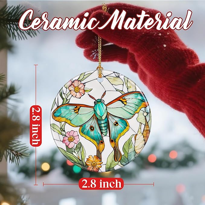 Christmas Ornaments, Dodosky 2.8in Ceramic Hanging Ornament, Xmas Decor, Christmas Tree Ornaments, Xmas Decorations for Tree, Holiday Ornament, Butterfly Gifts, Gifts Ideas, Gift for Women, Her