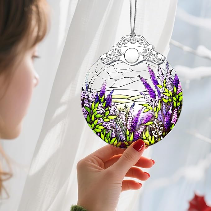Christmas Ornaments: Stained Glass Ornament, Christmas Tree Ornament, Hanging Ornaments for Home Decor & Xmas Tree Decorations – Exquisite Holiday Decor, Gifts & Holiday Present - Lavender
