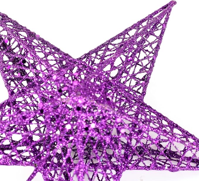 BinaryABC Christmas Tree Topper Star,Glittering Christmas Tree Decoration Ornaments,20cm (Purple)