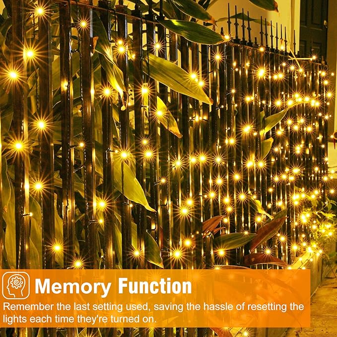 66FT 200 LED Christmas Lights Outdoor, Warm White Christmas Tree Lights with 8 Modes Waterproof, Connectable String Fairy Light Green Wire for Indoor Patio Wedding Xmas Party Decorations