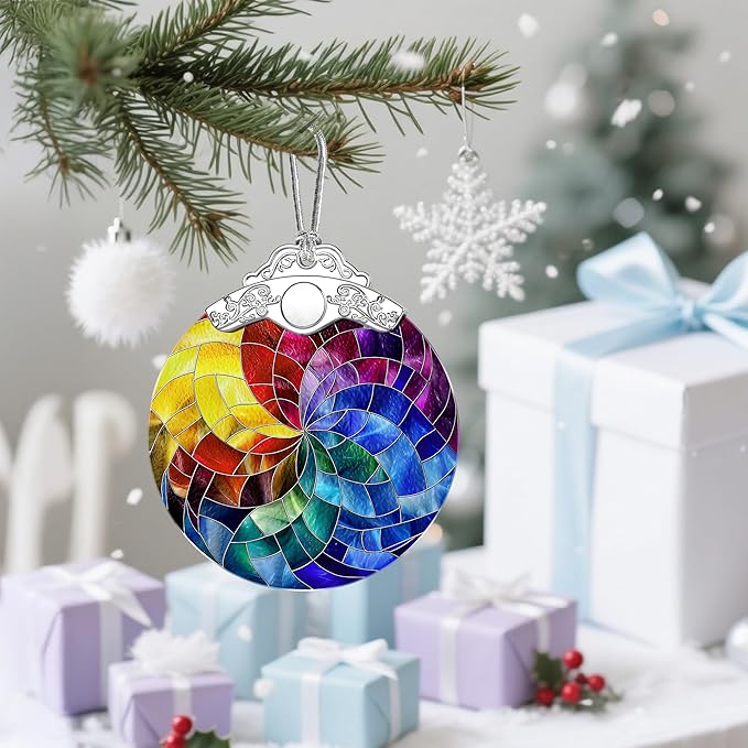 Christmas Ornaments: Christmas Tree Ornaments, Rainbow Spiral Holiday Decor, Stocking Stuffers, Gift Ideas, Xmas Gifts, Gifts for Art Lovers, Spiritual Seekers, Festive Decor Lovers