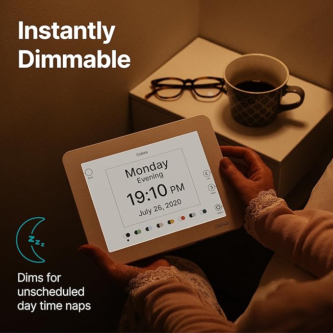 American Lifetime New 2025 Dementia Clock Large Digital Clock for Seniors, Alzeimer Clock Large Display with Custom Alarms, Clock with Day & Date for Elderly, Digital Calendar Premium White Pro