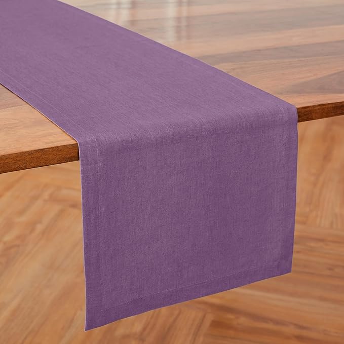 Solino Home Linen Table Runner 60 Inches - 100% Pure Linen Mulberry Table Runner 14 x 60 Inch Ideal for Dresser and Coffee Tables, Valentines, Spring, Easter - Diana Medium Weight