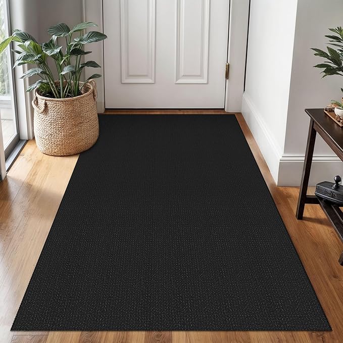 Braided Area Rug 3x5 Ft Washable Rugs for Entryway Non Slip Throw Rugs Boho Door Mat Indoor Entrance Cotton Kitchen Mats Woven Front Door Carpet for Foyer Living Room, Black/Grey