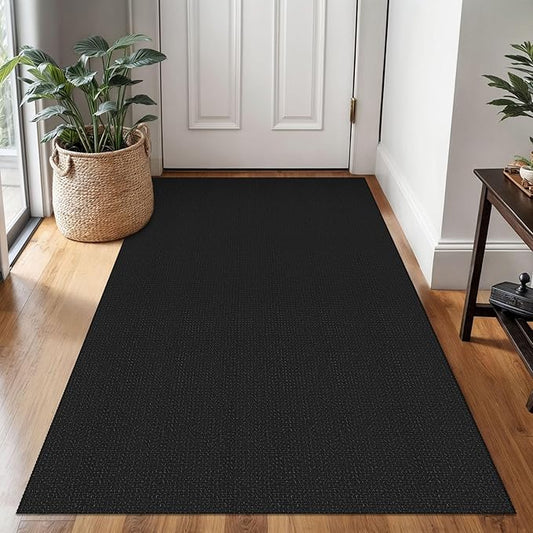 Braided Area Rug 3x5 Ft Washable Rugs for Entryway Non Slip Throw Rugs Boho Door Mat Indoor Entrance Cotton Kitchen Mats Woven Front Door Carpet for Foyer Living Room, Black/Grey