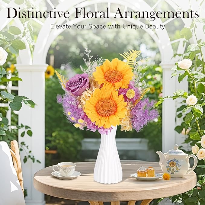 Preserved Sunflower Bouquet - Forever Flowers for Delivery, Purple Rose That Last 3 Years, Eternal flowers Bouquet for Her Mother Mom Wife Friends Birthday Sunflower Gifts for Women