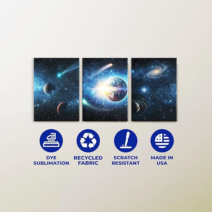 DreamController Galaxy Wall Canvas Posters Wall Art Decor(12"X16" Set Of 3) I Framed Canvas Paintings For Bedroom, Livingroom, & Office | Made In Usa | Fast Delivery | Hd Print