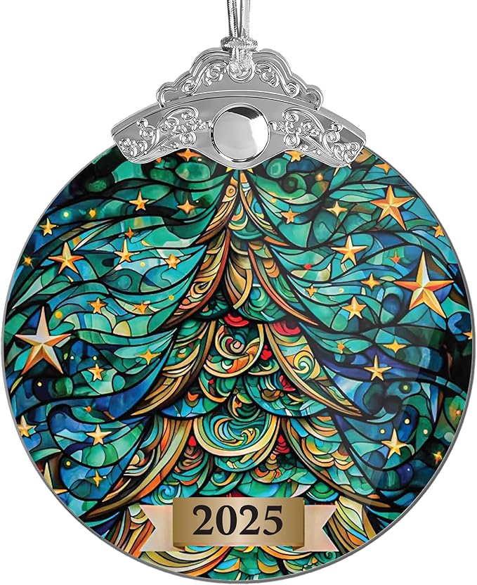 2025 Christmas Ornament, Suncatcher Mystery Christmas Tree Ornament, Unique 2025 Xmas Ornaments for Christmas Tree, Trending Christmas Ornaments 2025, Colorful Glass-Style Holiday Decoration