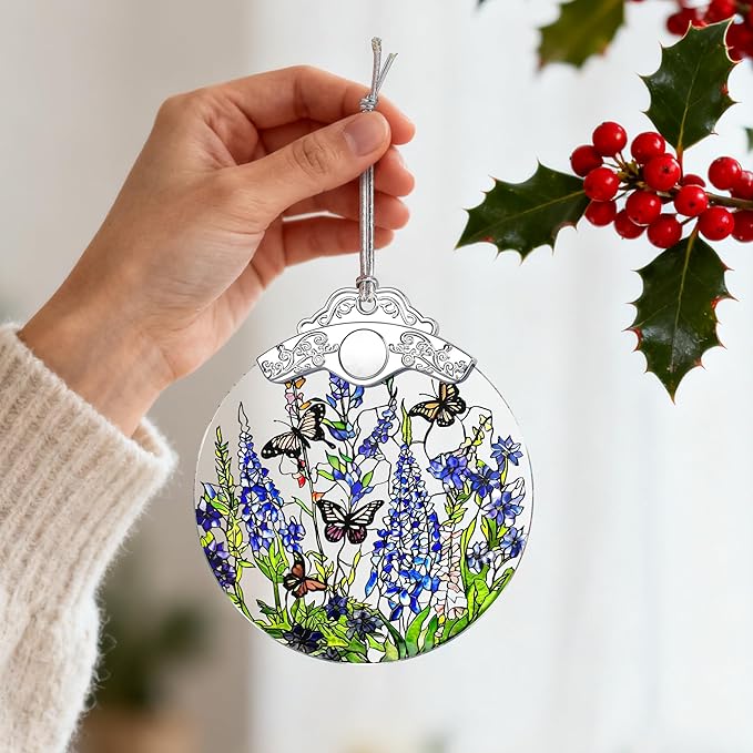 Lavender Monarch Butterfly Stained Glass Ornament – Christmas Ornament, Christmas Tree Ornament, & Perfect Holiday Decor | Butterfly Lover Gift, Gifts for Women and Friend