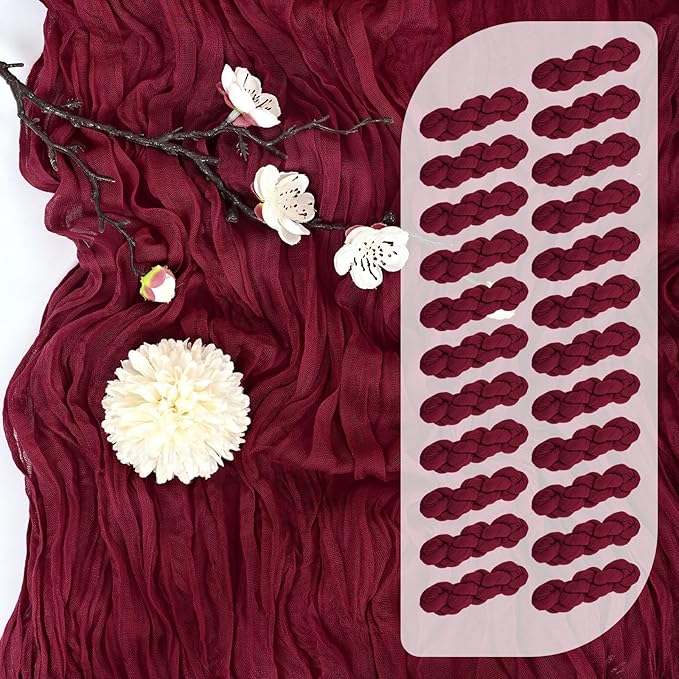25 Pack Burgundy Cheesecloth Table Runner 17 x 108 Inch Fall Thanksgiving Boho Rustic Farmhouse Gauze Cheese Cloth Runner for Wedding Party Baby Shower Home Decor Holiday Decorations