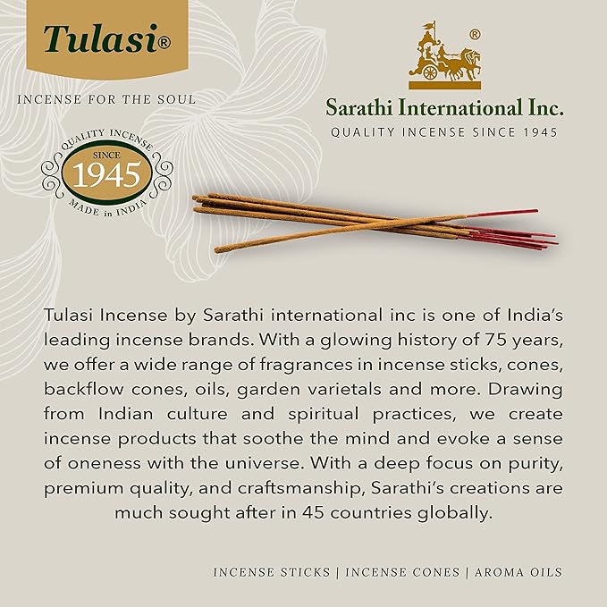 Tulasi Herbal Masala Incense Sticks Assorted/Variety Pack – 120 Hand Rolled Sticks, 6 Natural Scents | Sandalwood, Lavender, Patchouli, Palo Santo, White Sage | Aromatherapy