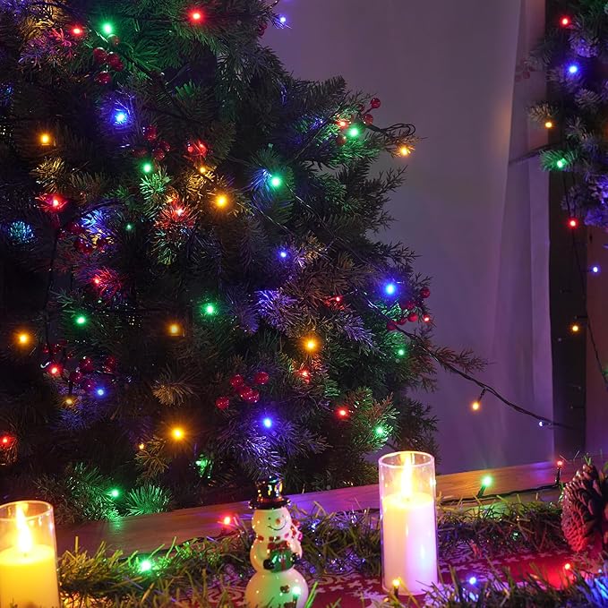 Christmas String Lights, 100 FT 300 LED String Lights Green Wire with Timer 8 Modes, Connectable Waterproof Decoration for Indoor Outdoor Xmas Trees Party Garden Wedding, Multi-Colored