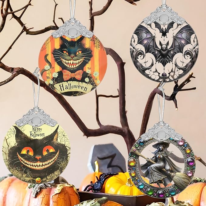 Witch Stained Glass Ornaments - 3" Christmas Decor for Tree & Window - Perfect for Holiday Party - Home Decor