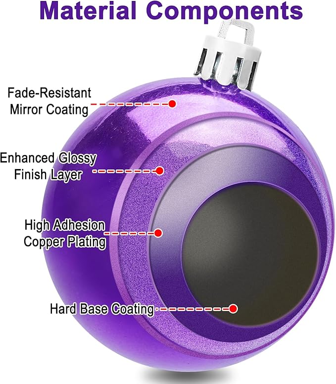 AMS 34ct Christmas Ball Mini Ornaments Party Decorations Shatterproof Festival Pendant Hangings for Xmas Tree Decor(1.57''/40mm,Purple)