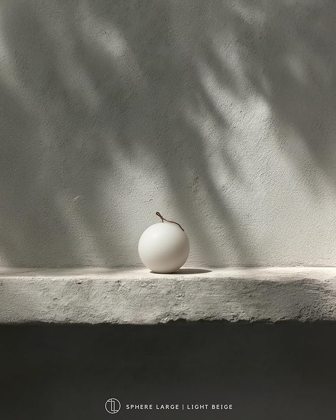 LAWA Sphere Candle - Beautiful Handmade Pillar Scented Soy Wax Elegant Aesthetic Candle Housewarming Gift Home Room Shelf Decor Idea (Light Beige, Large)