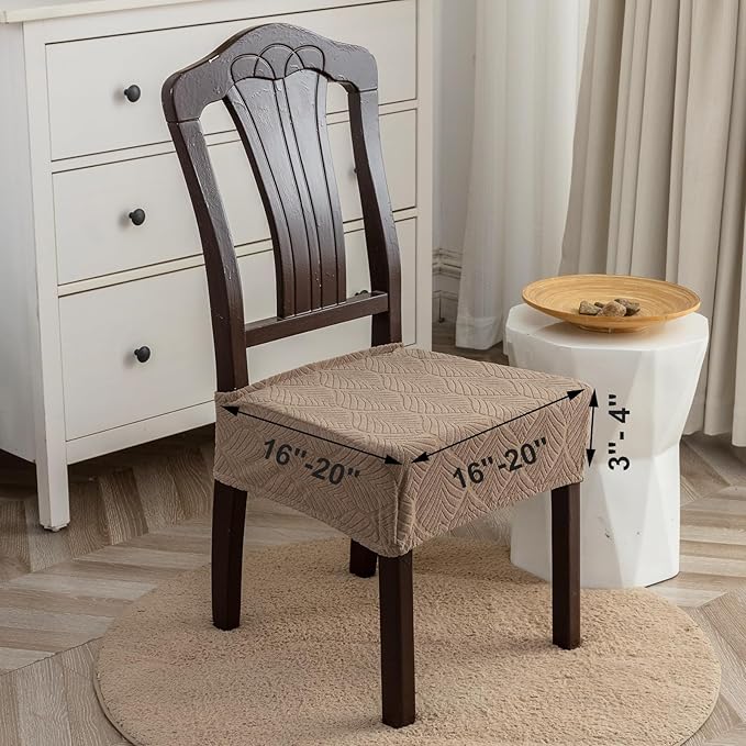 Removable and Washable Seat Covers for Dining Room Chairs Set of 2 - Waterproof Stretch Chair Seat Slipcovers, No Back Covers