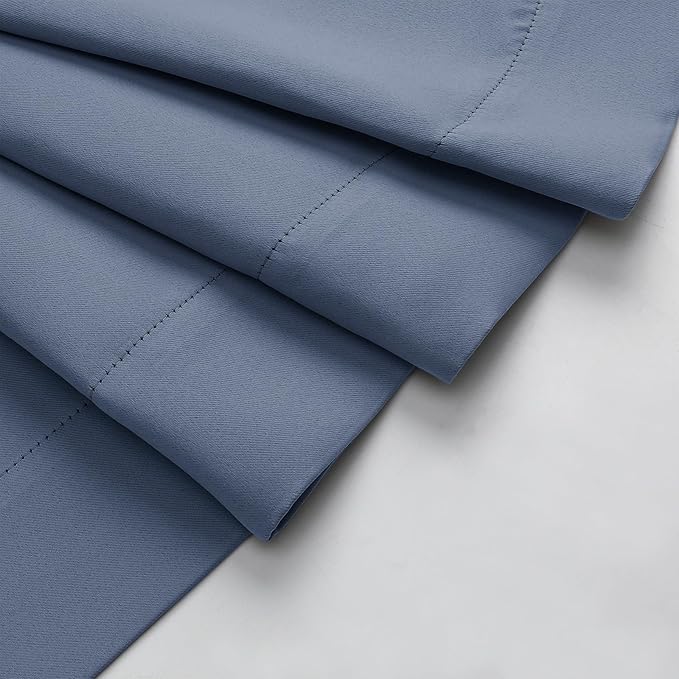 Denim Blackout Curtains for Bedroom Living Room 63 Inch Length 2 Panels Set, Soft Solid Room Darkening Thermal Insulated Window Treatments, Rod Pocket Dining Room Curtains, Denim, 40"Wx63"L