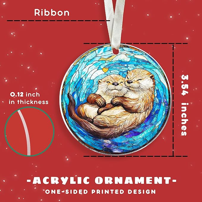 Otter Christmas Ornament - Animal Christmas Ornaments, Otter Ornaments for Tree - Cute Animals Gifts for Women, Men - Acrylic Ornament 2025