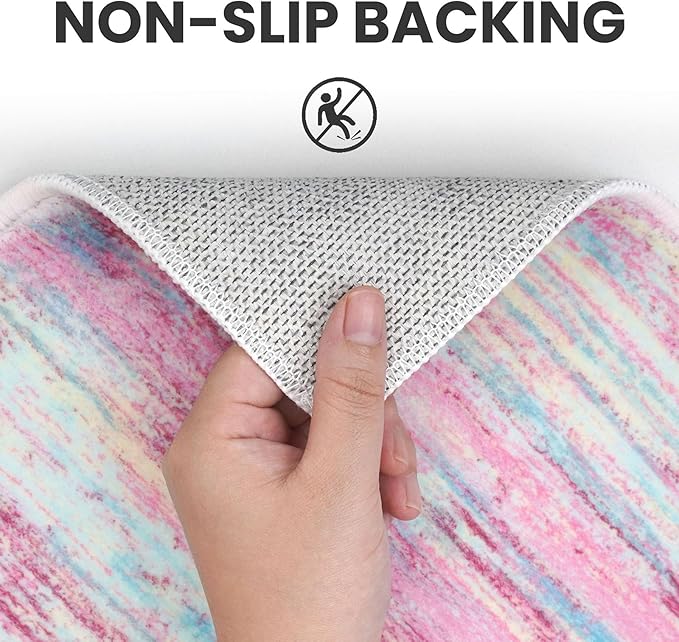 2x6 Modern Abstract Runner Rug for Hallways, Pink Colorful Super Soft Hallway Decor Kitchen Rugs with Non-Slip, Non-Shedding Washable Rug for Entryway Bedroom Indoor