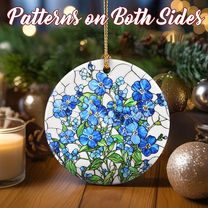 Christmas Ornaments, Dodosky 2.8in Ceramic Hanging Ornament, Xmas Decor, Christmas Tree Ornaments, Xmas Decorations for Tree, Holiday Ornament, Flower Lovers Gifts, Gifts for Couples, Best Friend