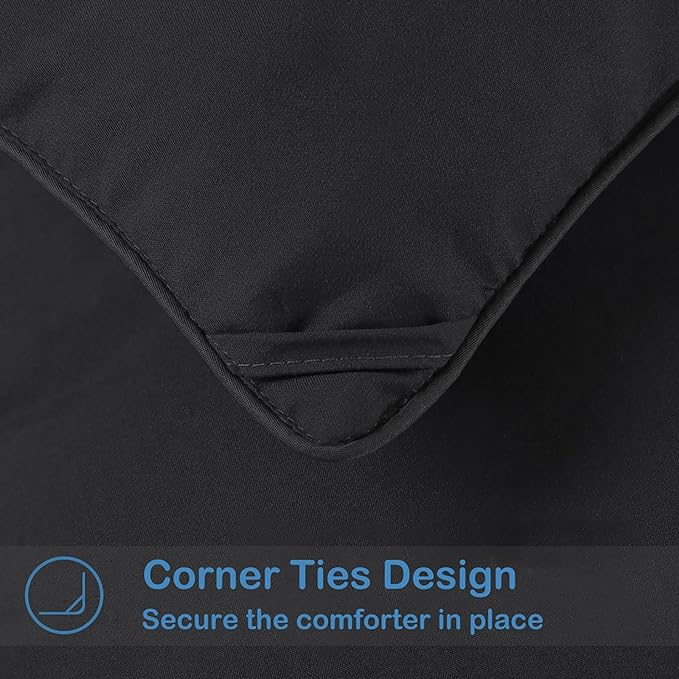 EASELAND California King Down Alternative Comforter - Quilted Duvet Insert for All Seasons, Soft Lightweight with Corner Tabs, Summer Winter Warm Bedding, Black 96x104 Inches