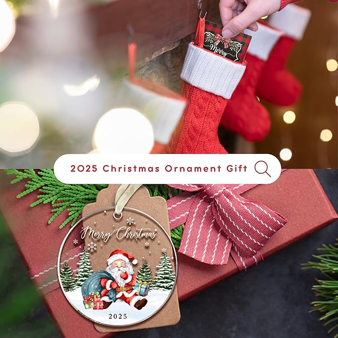 2025 Christmas Ornament - Santa Christmas Ornaments, Santa Ornaments for Tree - Funny for Family, Friends, Mom, Dad, Kids - Cute Acrylic Christmas Ornament 2025