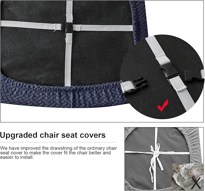 Genina Waterproof Seat Covers for Dining Room Chairs Covers Dining Chair seat Covers Kitchen Chair Covers slipcovers (Navy Blue, 6 Pcs)