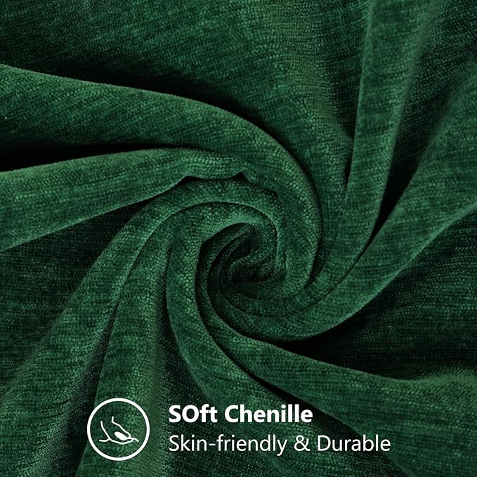 decorUhome Chenille Green Christmas Throw Pillow Covers 20x20 Inch Set of 2, Decorative Soft Couch Pillow Covers Solid Dyed Accent Farmhouse Neutral Square Pillow Cases for Sofa