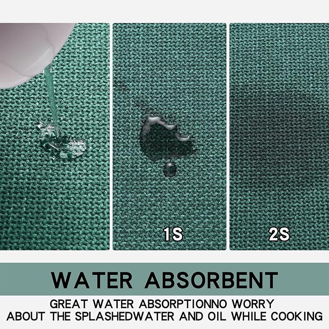 Kitchen Mat Set of 2 PCS, Christmas Cushioned Non Slip Rugs for Kitchen Floor, Absorbent Runner Comfort Standing Mats Washable for Kitchen, Office, Home (Green, 17.3"x47"+17.3"x71")