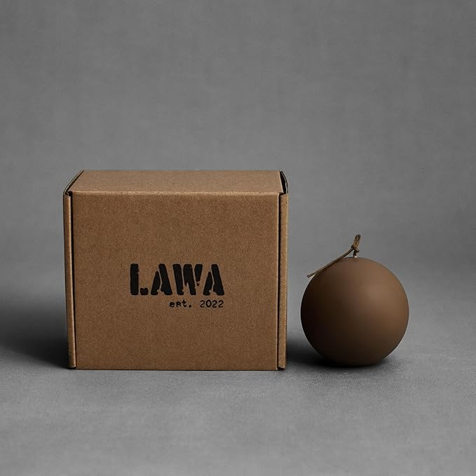 LAWA Sphere Candle - Beautiful Handmade Pillar Scented Soy Wax Elegant Aesthetic Candle Housewarming Gift Home Room Shelf Decor Idea (Kobicha, Small)
