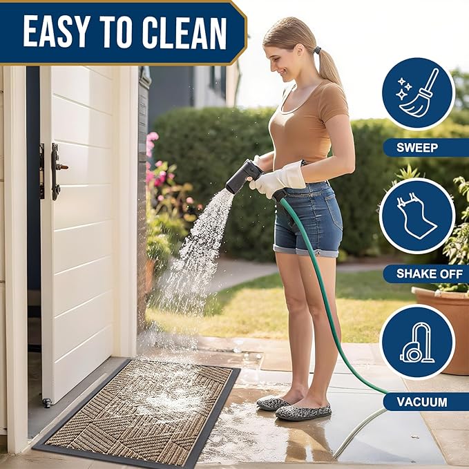 Smiry Front Door Mat Outside Entrance, Heavy Duty Sturdy Natural Rubber Doormat, Trap Dirt and Moisture, Easy Clean Low Profile Welcome Floor Mats for Indoor Outdoor Entry, 71x23 Inch, Coffee