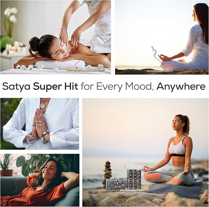 Satya Super Hit Incense Sticks, Satya Bng (Bangalore) 15gmx3 Pack (45 GMS) with Raajsee Insense Holder Bundle, Satya Nagchampa Natural