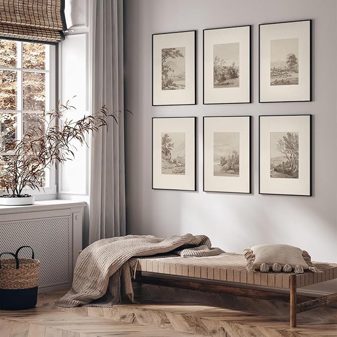 Joocrise Neutral Wall Art Decor Set of 6 Vintage Canvas Wall Art Rustic Farmhouse Wall Art Botanical Prints Country Pictures Neutral Vintage Artwork for Living Room Bedroom 12x16 Inch Unframed