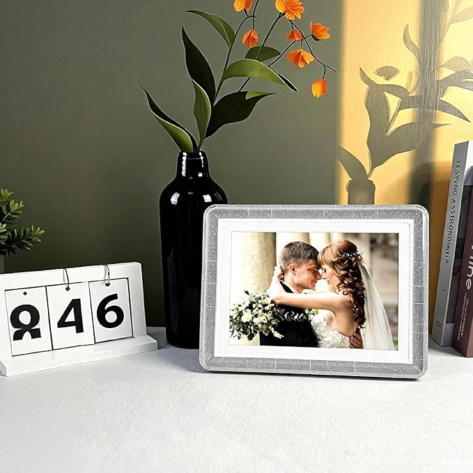 5x7 Picture Frame, Clear Acrylic Photo Frame with White Mat for 4x6 Photos, One-Piece Shatterproof Tool-Free Design, UV-Resistant Waterproof Tabletop Frame for Home Office Decor with 10-Year Warranty
