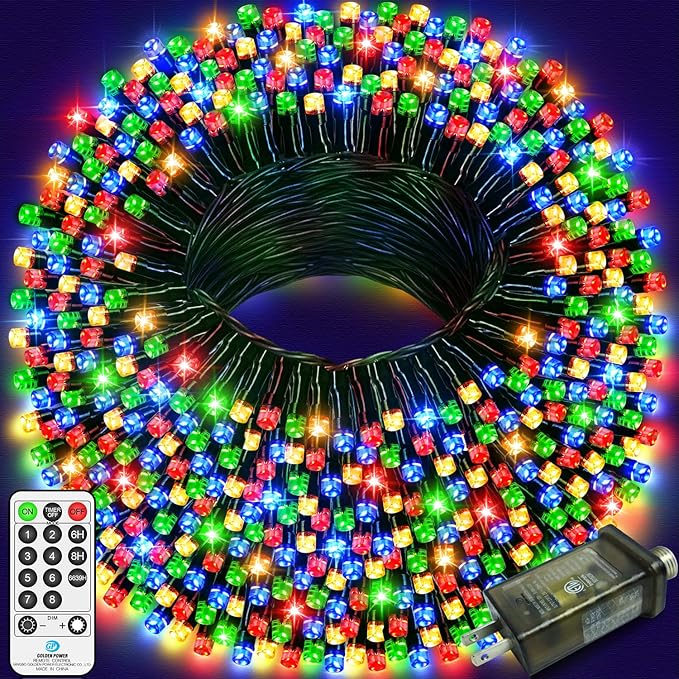 590FT 1500 LED Christmas Lights Twinkle Fairy Lights Outdoor Waterproof Super Long LED String Lights 8 Modes & Timer for Xmas Yard Tree Patio Wedding Holiday Party Decorations(Multicolor)