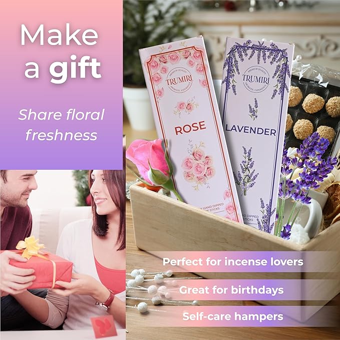 Lavender & Rose - Combo Pack of Incense Sticks - 100 Insence-Sticks of Each Scent - Total 200 Inscents - Inciensos Aromaticos para La Casa - Made with Natural Non Toxic Ingredients