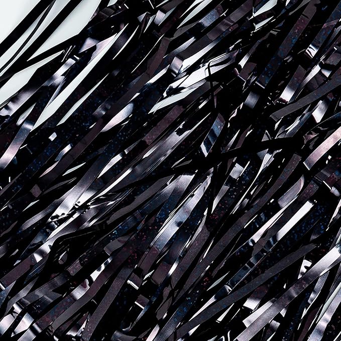 BRAVESHINE Black Party Foil Fringe Curtains - 2 Pack Metallic Tinsel Photo Booth Streamers Backdrop for New Years, Boy, Men, Birthdays, Stranger Theme, Music, Prom, Christmas Party Decorations