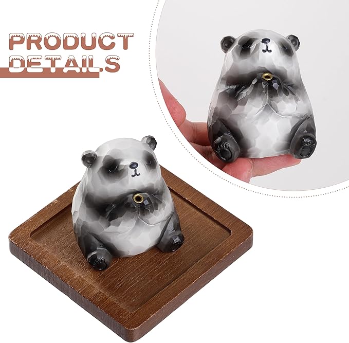 Lionpower Incense Holder for Sticks with Burner & Ash Catcher - Resin Panda, Wooden Tray, 10 Incense Sticks for Meditation Yoga Spa, Cute Home Decor Room Accessories (Panda)