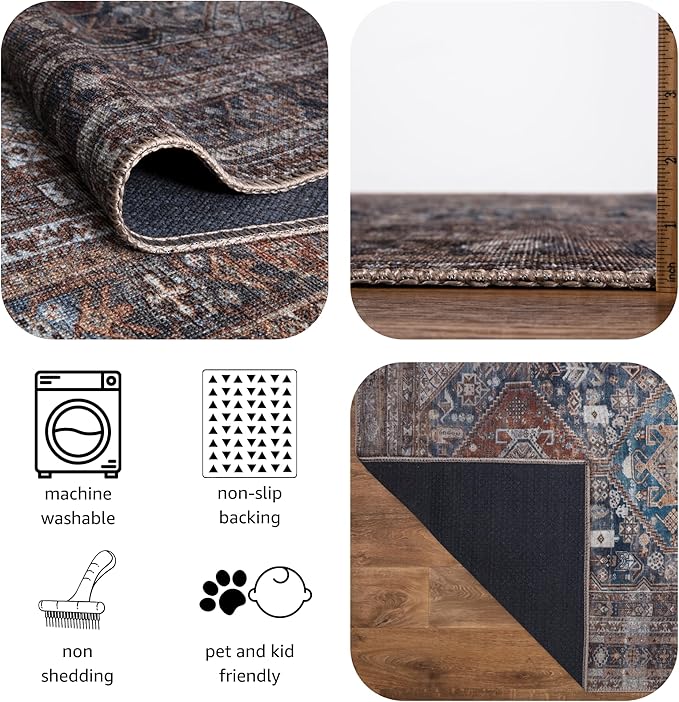 Keen Home Design 4x6 Rug - Machine Washable Area Rug with Non-Slip Backing, Ideal for Living Room, Dining Room, Bedroom - Vintage, Easy Clean, Durable, Low Pile - (4' x 6')