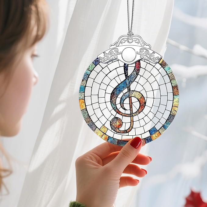 Christmas Ornaments: Stained Glass Ornament, Christmas Tree Ornament, Hanging Ornaments for Home Decor & Xmas Tree Decorations – Exquisite Holiday Decor, Gifts & Holiday Present - Musical Note