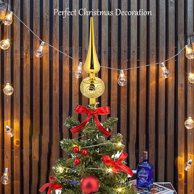 Christmas Tree Topper, Estrella para Arbol de Navidad, Xmas Tree Star Decorations, Gold Decor Ornament for Indoor Outdoor Xmas New Year Holiday