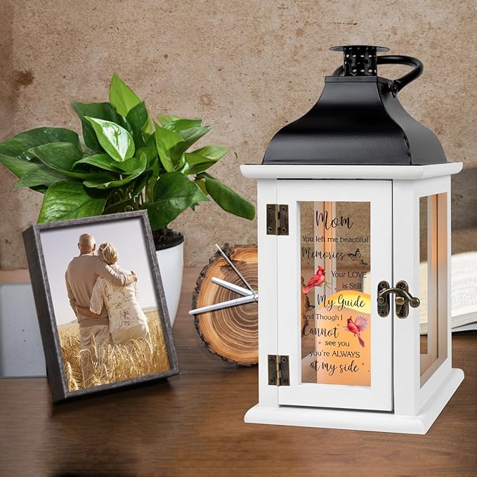 Memorial Lantern - Bereavement Sympathy Gifts for Loss of Loved One Memorial Gifts for Loss of Mother Remembrance Gifts Thoughtful Funeral Gifts for Loss of Mom with LED Candle and Remote