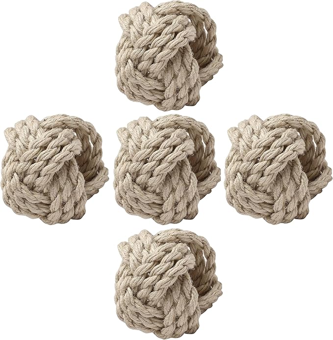 ALPHA Living HOME Napkin Rings Set of 12 - Handmade Jute Napkin Holders for Dining Table, Wedding, Party & Everyday Use Rustic Farmhouse Table Décor Elegant Serviette Rings for Dinner (Creme)
