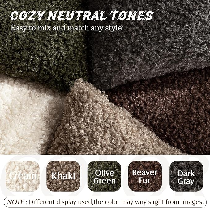 Foindtower 2 Pieces 24x24 Inch Dark Gray, Faux Fur Throw Pillow Cover Accent Sherpa Furry Pillow Covers Fuzzy Soft Pillowcases Cozy Sheepskin Decorative Fleece Cushion Case for Bed Couch Living Room
