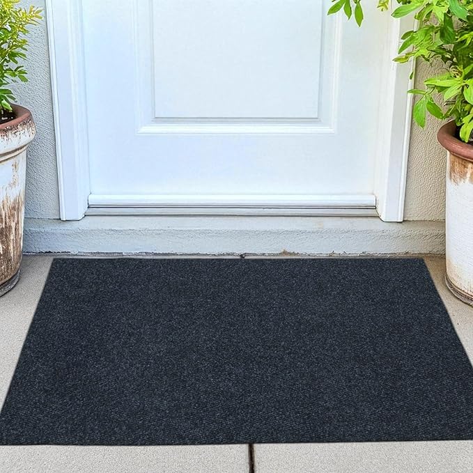 iCustomRug Mudroom Mat – 4x9ft Black, Indoor/Outdoor, Non-Slip Rubber Backing, Low-Profile All-Weather Carpet, Non-Shedding & Easy Care, Entryway Mat Ideal for High Traffic Areas