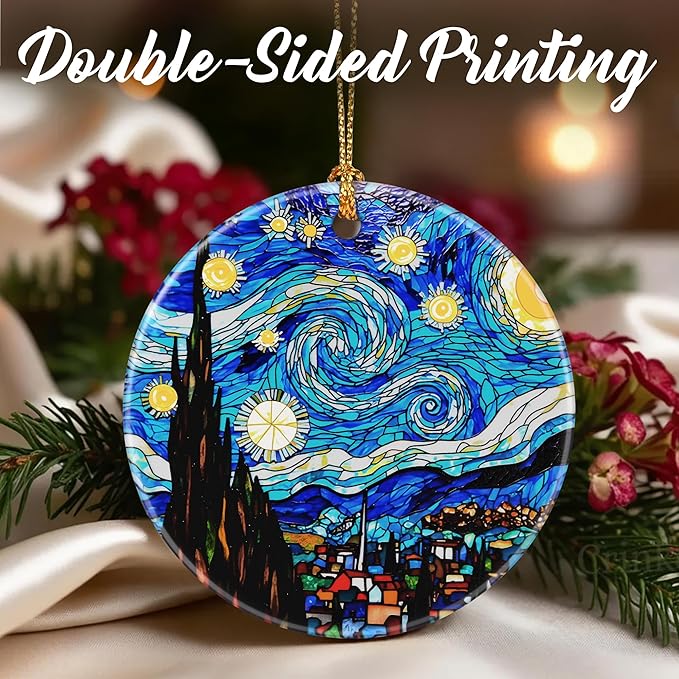 Van Gogh Starry Night Ornaments, Christmas Ornaments: Christmas Tree Decorations, Holiday Decor, Stocking Stuffers, Gift Ideas, Xmas Gifts & Gifts for Art Lover